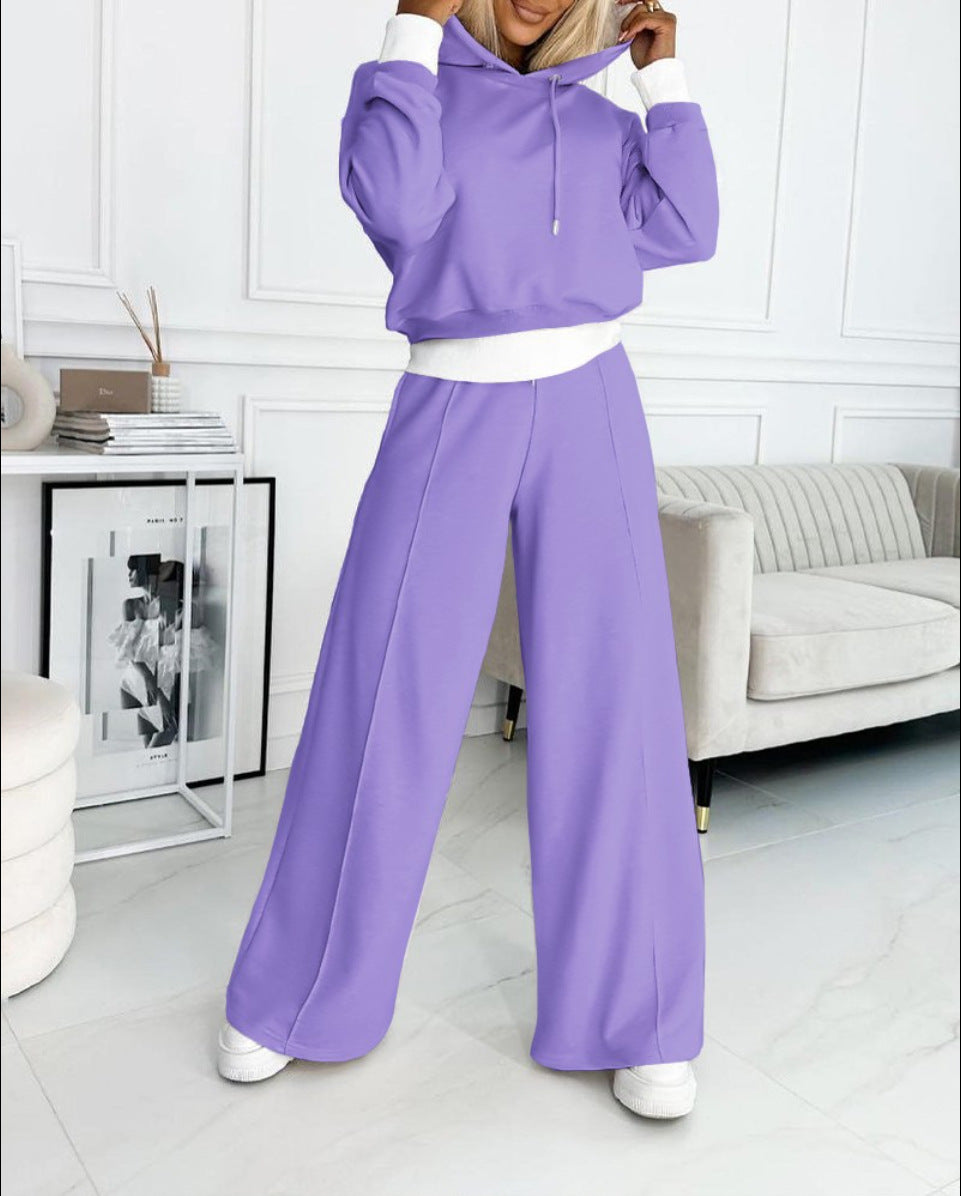 Women's Hoodie Suit Set - Sporty Casual Long-Sleeve Sweatshirt & Sweatpants