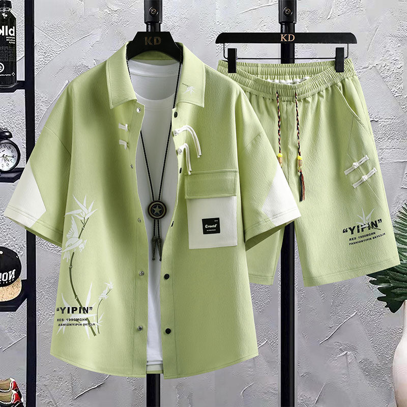 Men's Chinese Style Summer Shirt & Shorts Set — Casual Sports 2-Piece