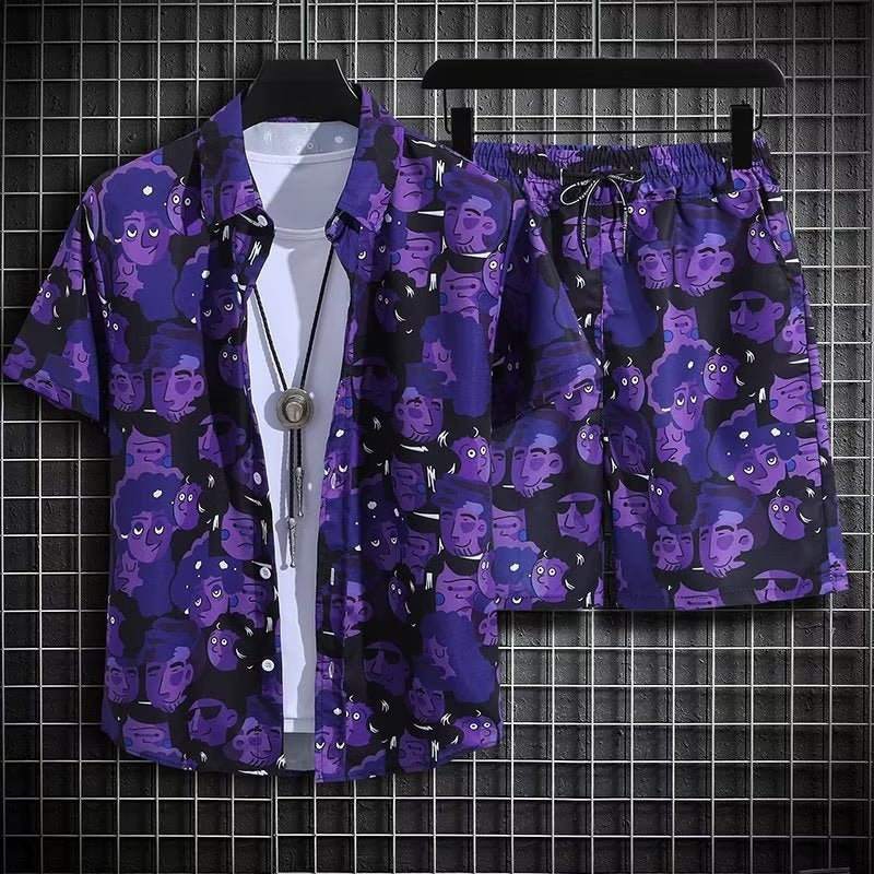 Men's Summer Beach Quick-dry 2-Piece Set — Floral Shirt & Shorts