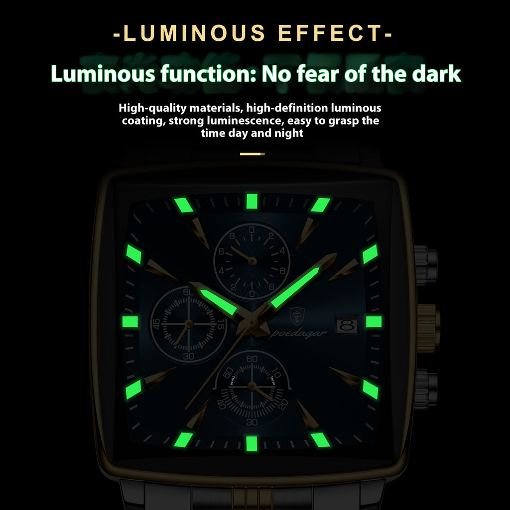 Men's Multifunctional Business Watch - Waterproof Stainless Steel Fashion Watch