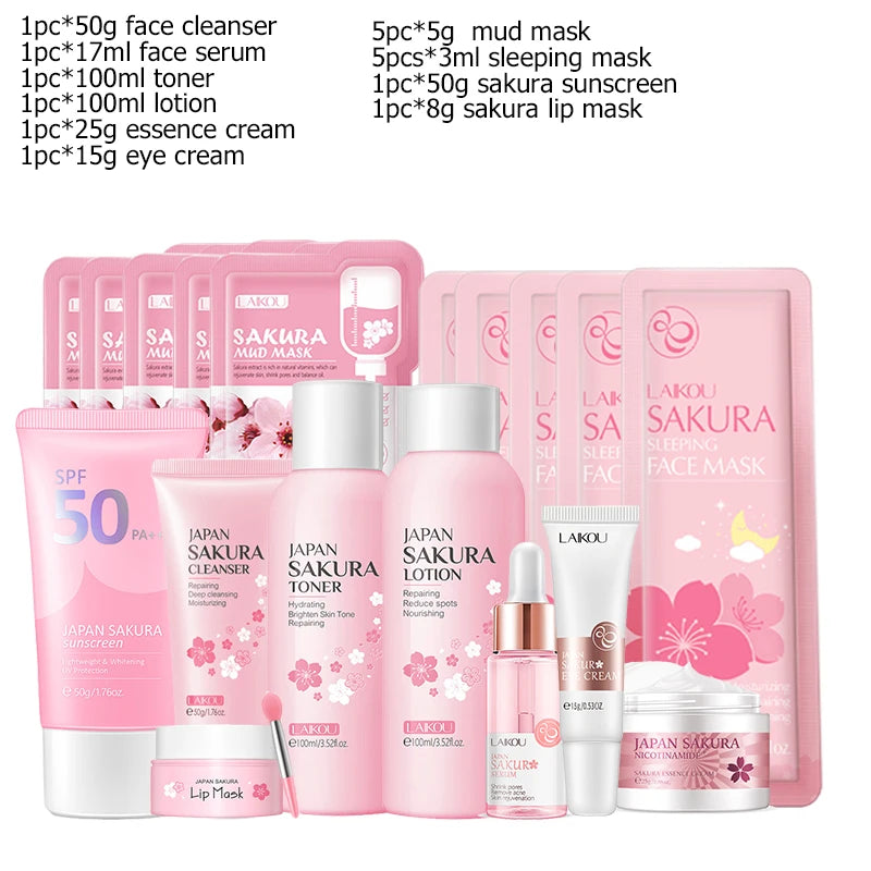 Korean Sakura Skincare Set - Complete Face Care Collection