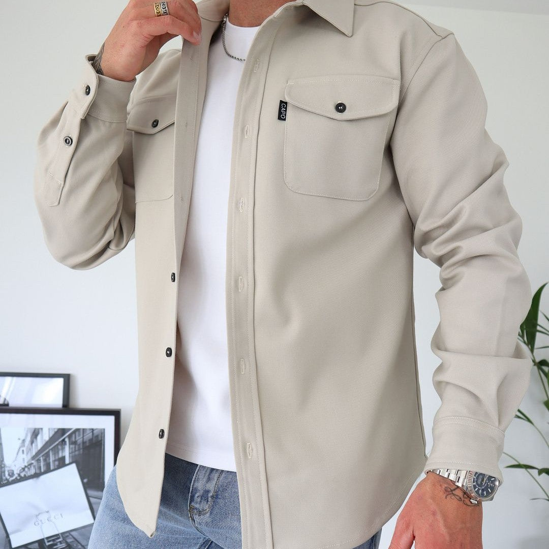 Men's Brushed Casual Shirt - Thick Warm Slim Fit Button-Up