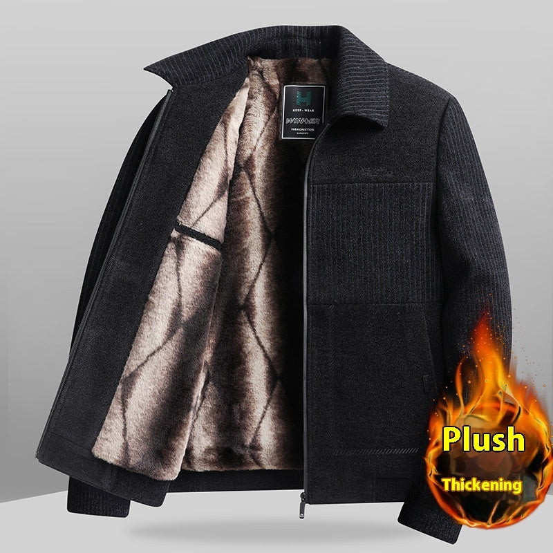 Men's Velvet Padded Winter Coat - Thick Warm Jacket