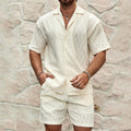 Men's 2-Piece Beach Set - Lapel Shirt & Shorts Summer Outfit