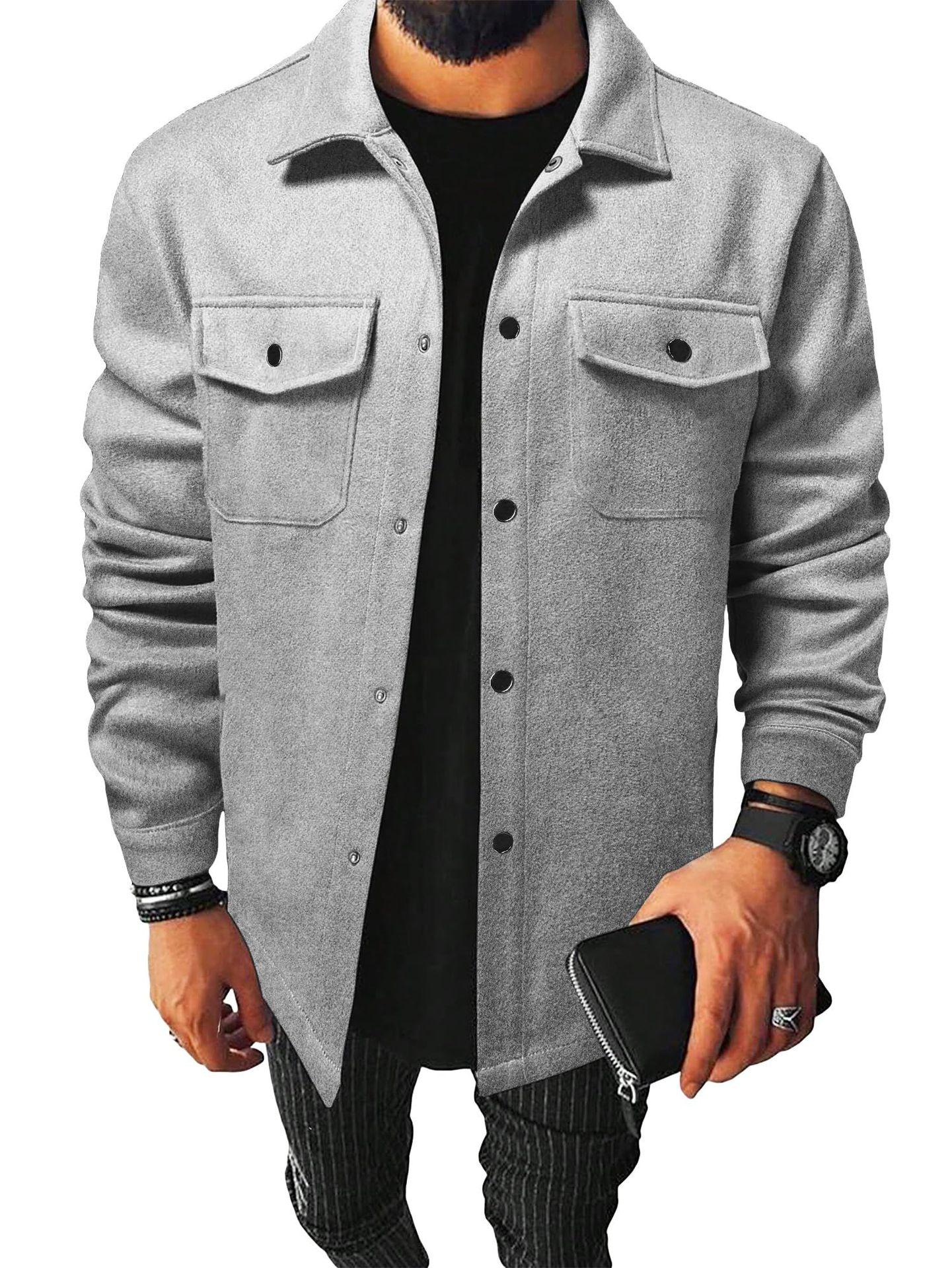 Men's Brushed Flannel Shirt - Thick Casual Button-Up