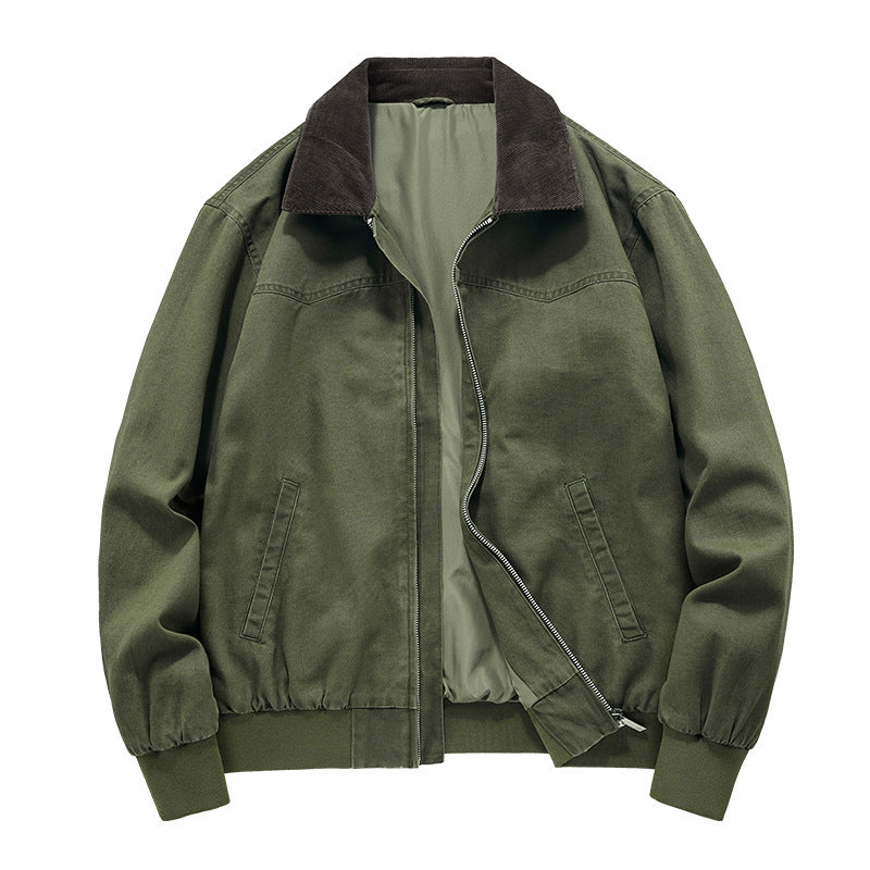 Men's Washed Denim Lapel Work Jacket — Spring & Autumn Casual Style