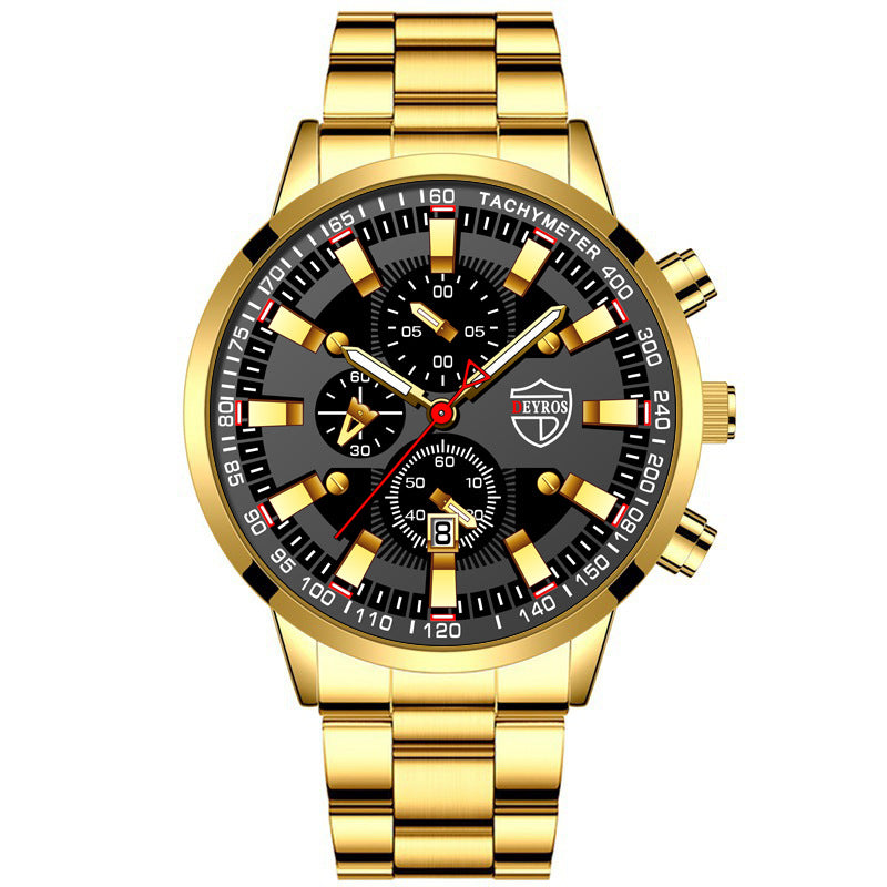 Men's Stainless Steel Quartz Watch - Luminous Dial