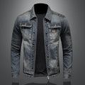 Men's Distressed Vintage Denim Jacket - European American Style