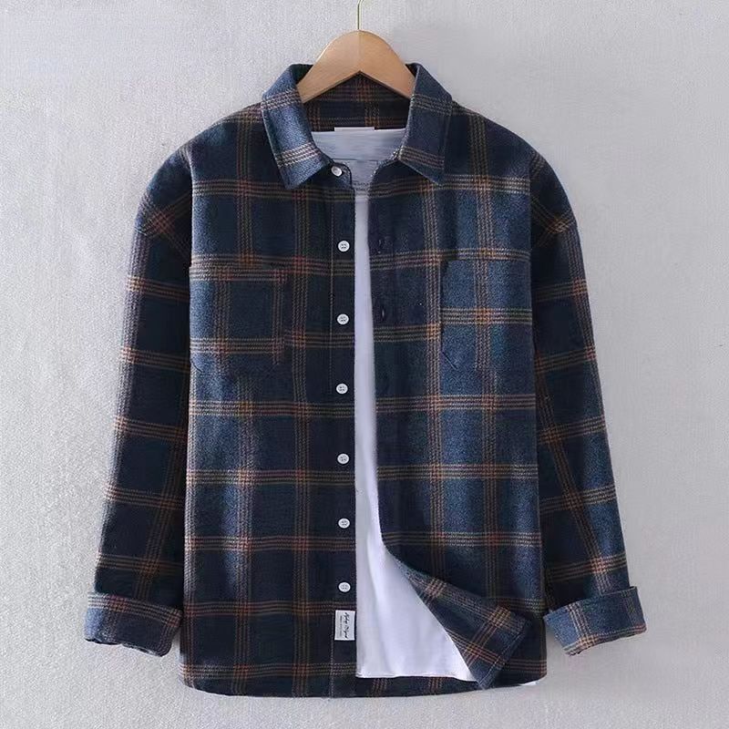 Men's Plaid Long Sleeve Shirt - Casual Button-Down