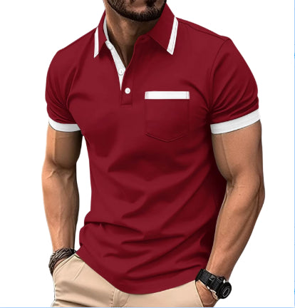 Summer Polo Shirt Button Pocket Men's Sports Polo Shirt
