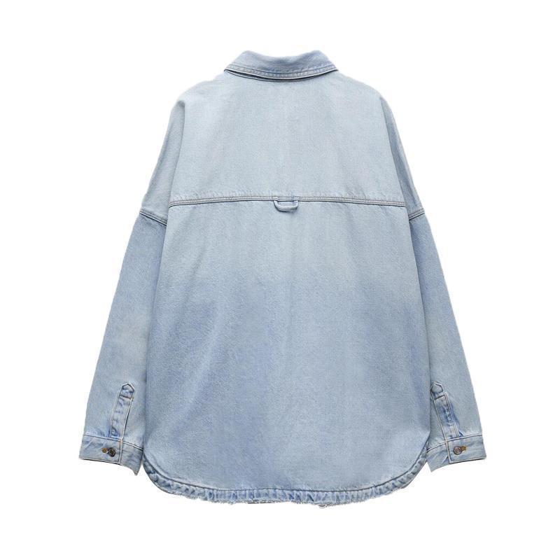 Women's Versatile Light-Blue Denim Shirt Jacket - Cotton Commuter