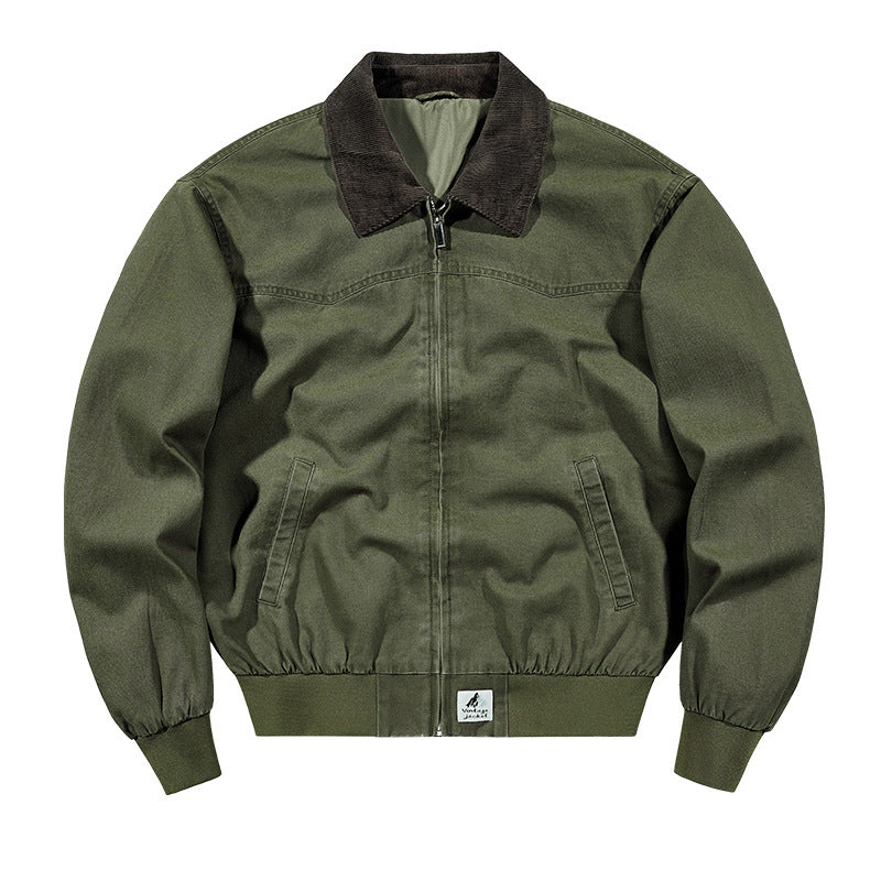 Men's Washed Denim Lapel Work Jacket — Spring & Autumn Casual Style
