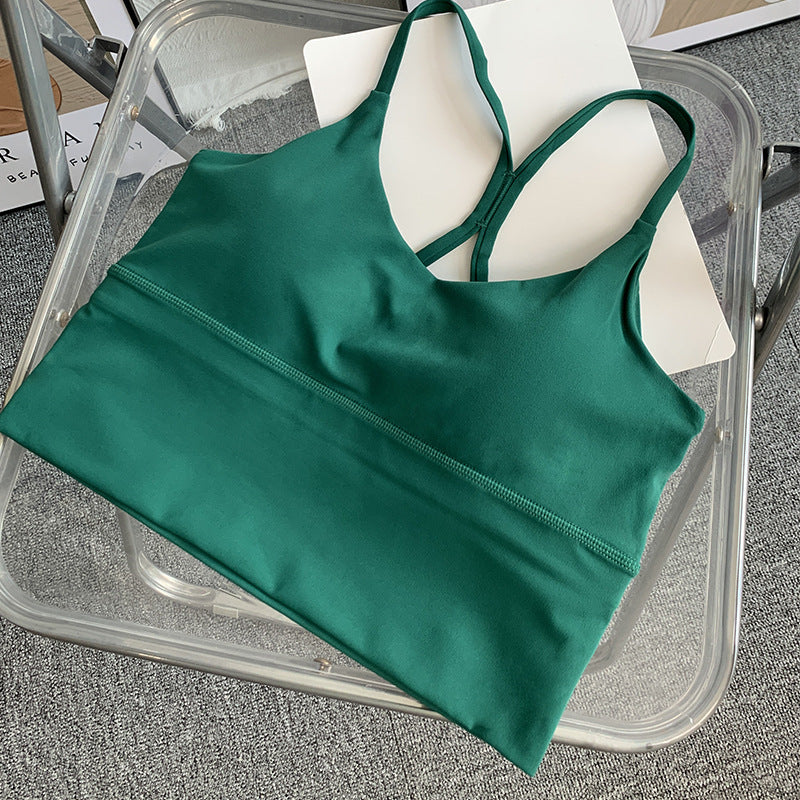 Women's Slim Shoulder Strap Solid Color Yoga Sports Vest