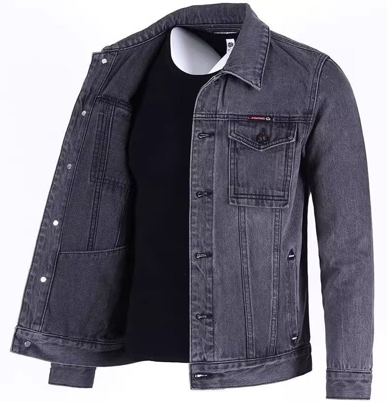 Men's Loose Workwear Denim Jacket - Korean Style Lapel Jacket