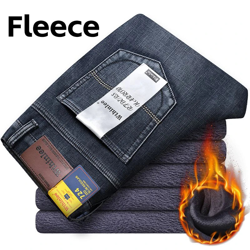 2026 New Style Business Men's Jeans Casual Straight Stretch Fashion Classic Blue Black Work Pant Denim Trousers Male Clothing