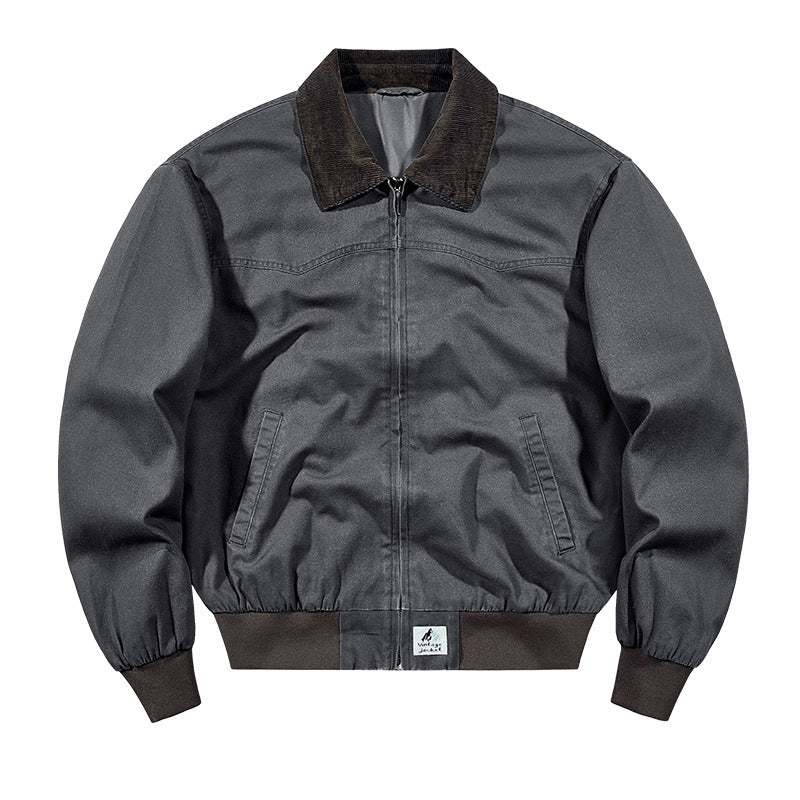 Men's Washed Denim Lapel Work Jacket — Spring & Autumn Casual Style