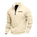 Men's Fleece-Lined Zip-Up Hoodie - Loose Fit Stand Collar