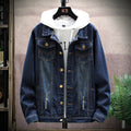 Men's Loose Gradient Denim Jacket - Thick Cotton Stand Collar