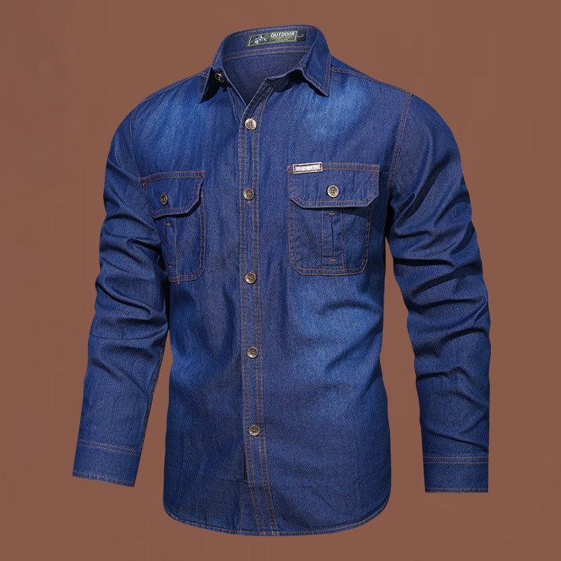 Men's Cotton Washed Denim Jacket — Loose Casual Autumn Style