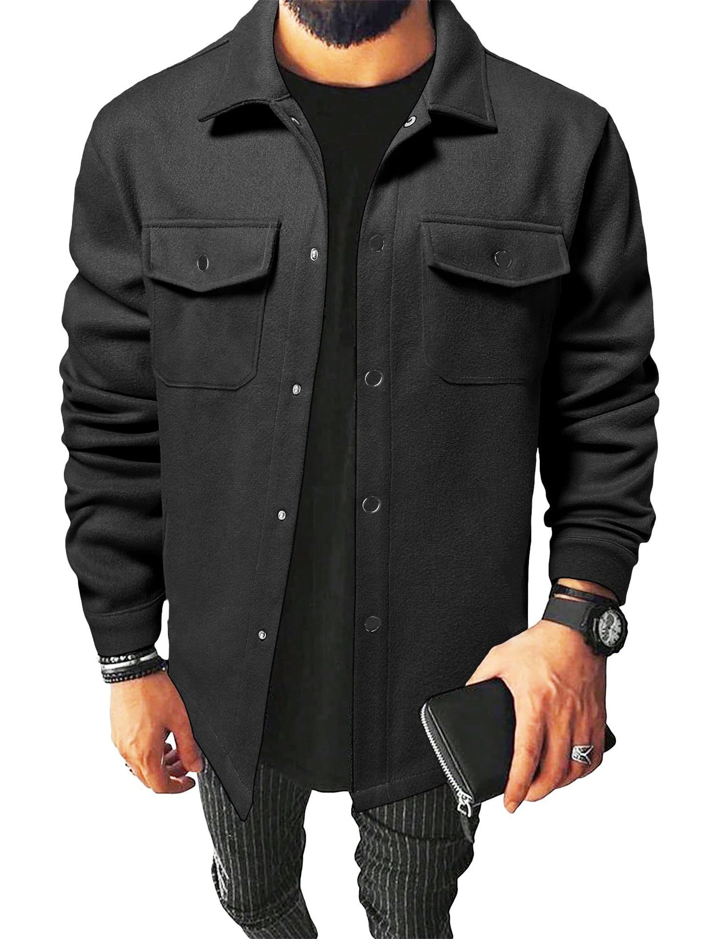 Men's Brushed Flannel Shirt - Thick Casual Button-Up
