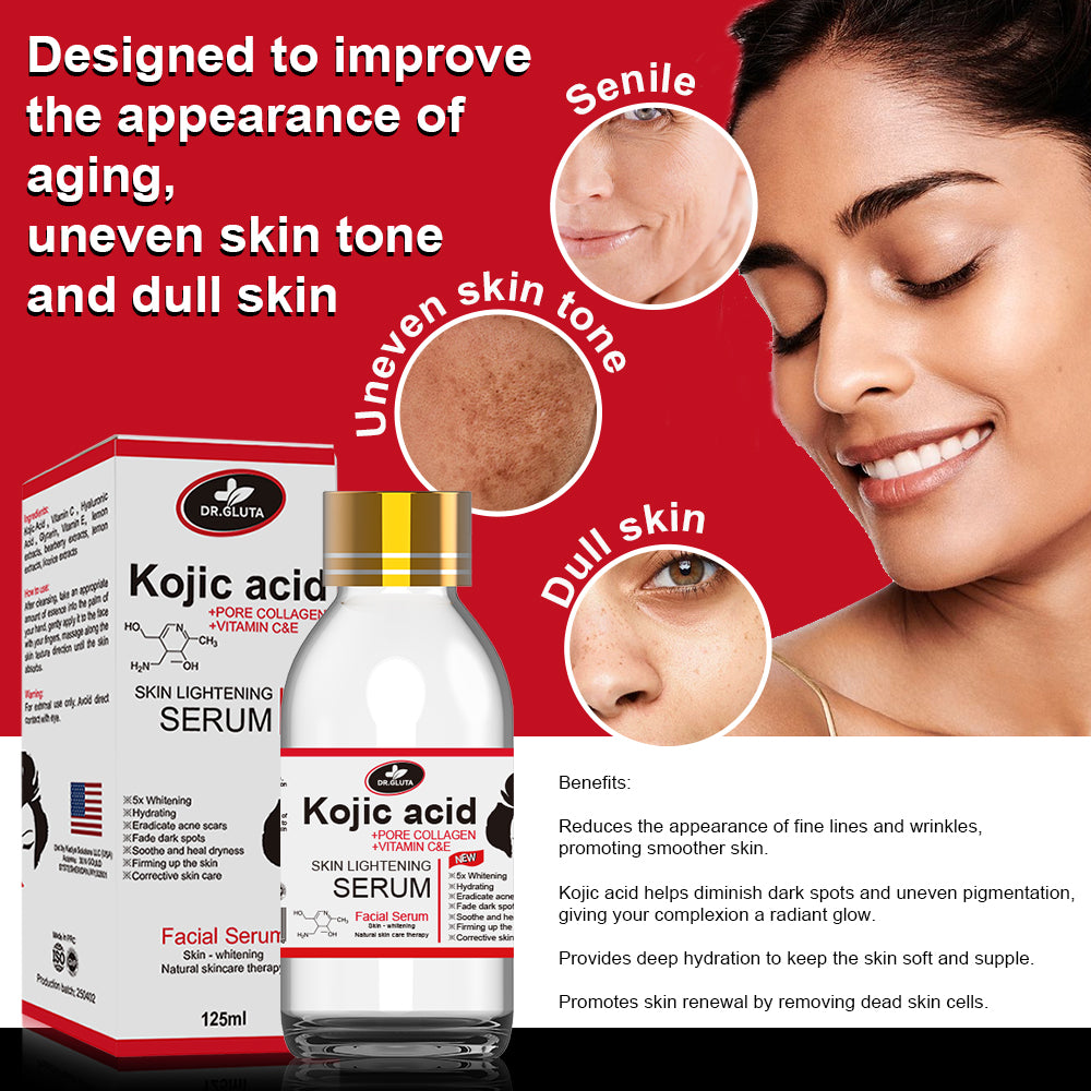 Kojic Acid Serum Skin Lightening Contains Kojic Acid Uneven Skin Tone And Dull Skinnatural Skin Care Therapy Face Serum