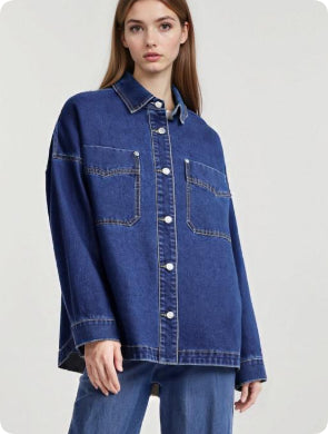 Women's Rabbit Fur-Lined Denim Jacket — Casual Long Sleeve Warm Style